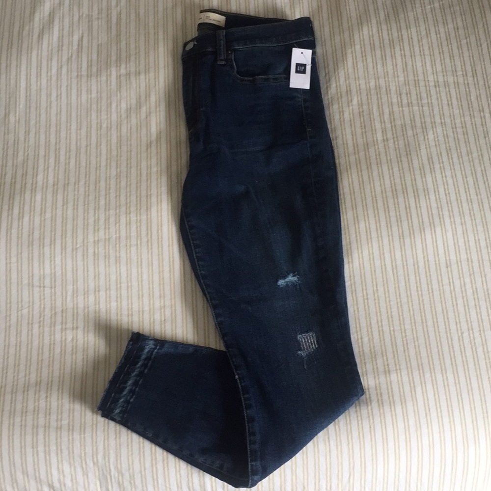 Gap destructed skinny ankle jean, dark indigo- 29R